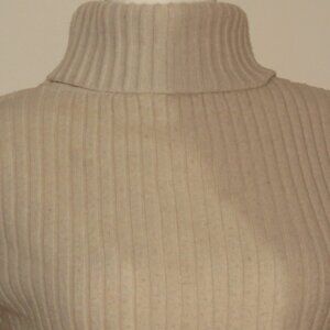 Dazy Women's Tan Ribbed Fitted Long Sleeve Turtleneck Sweater Size S (C290)